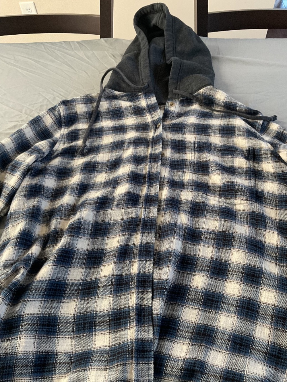American Eagle Hooded Flannel Shirt
